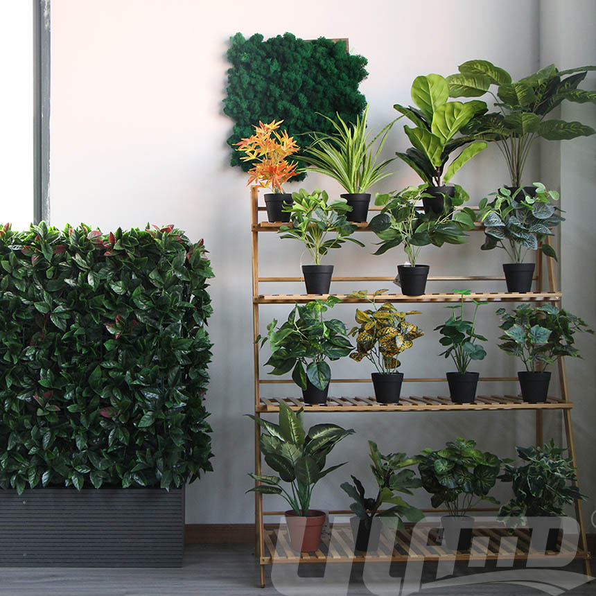 仿真植物屏風和仿真植物盆栽